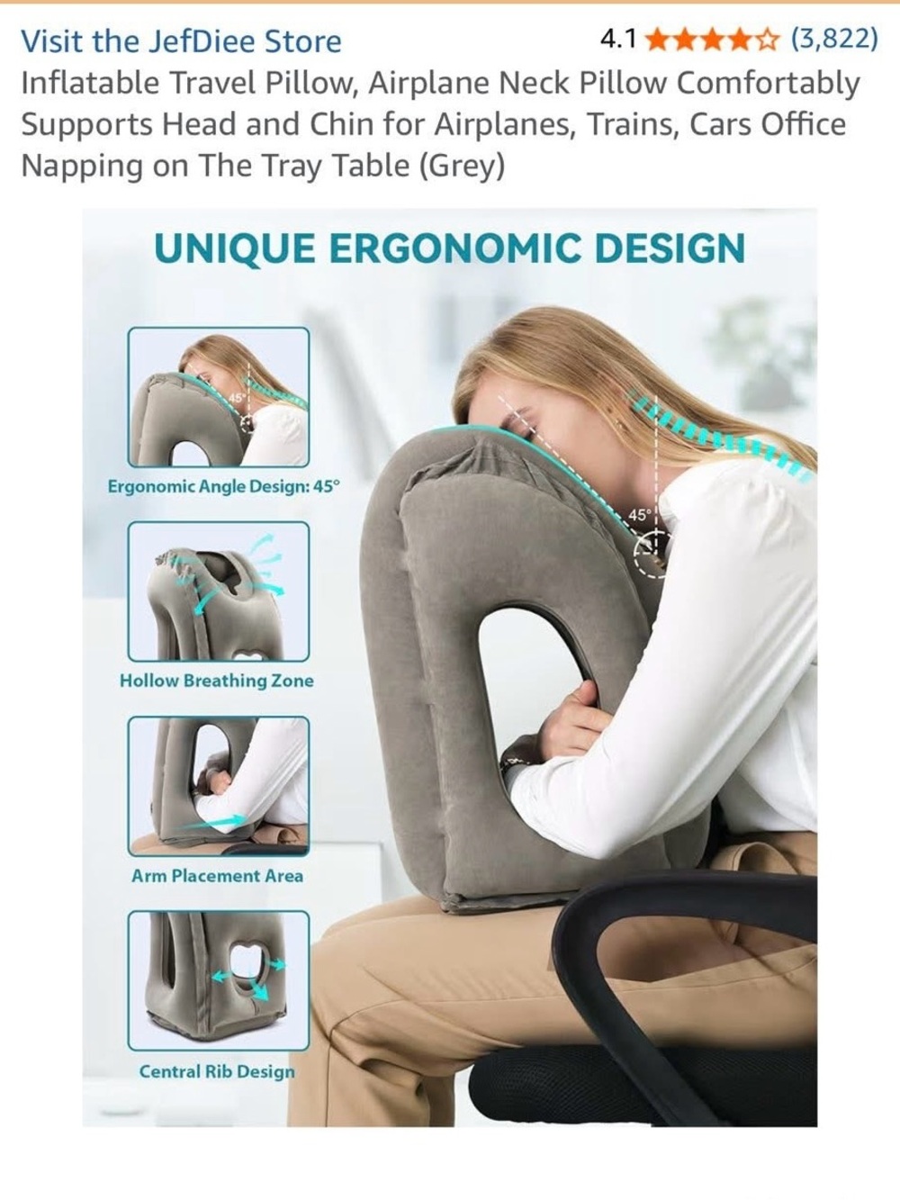 Inflatable Travel Pillow, Airplane Neck Pillow